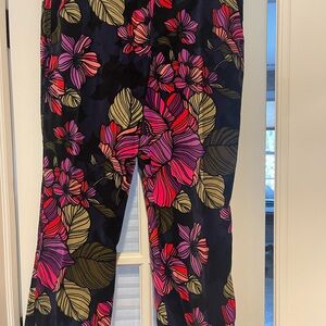 Trina Turk Pink and Black Floral Ankle Pants